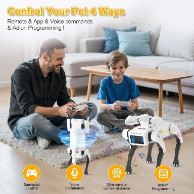 Dingdongwu Interactive Robot Dog with Grasping Claw – Remote Control & Voice Command STEM Robot Toy