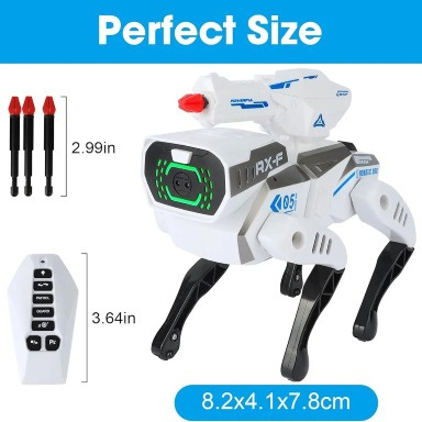 KidBe Intelligent RX-F Stunt Robot Dog with Remote Control, Voice Commands & Soft Bullet Launcher