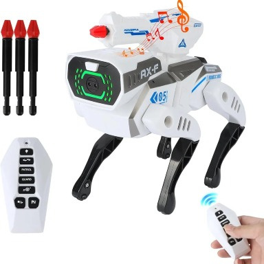 KidBe Intelligent RX-F Stunt Robot Dog with Remote Control, Voice Commands & Soft Bullet Launcher