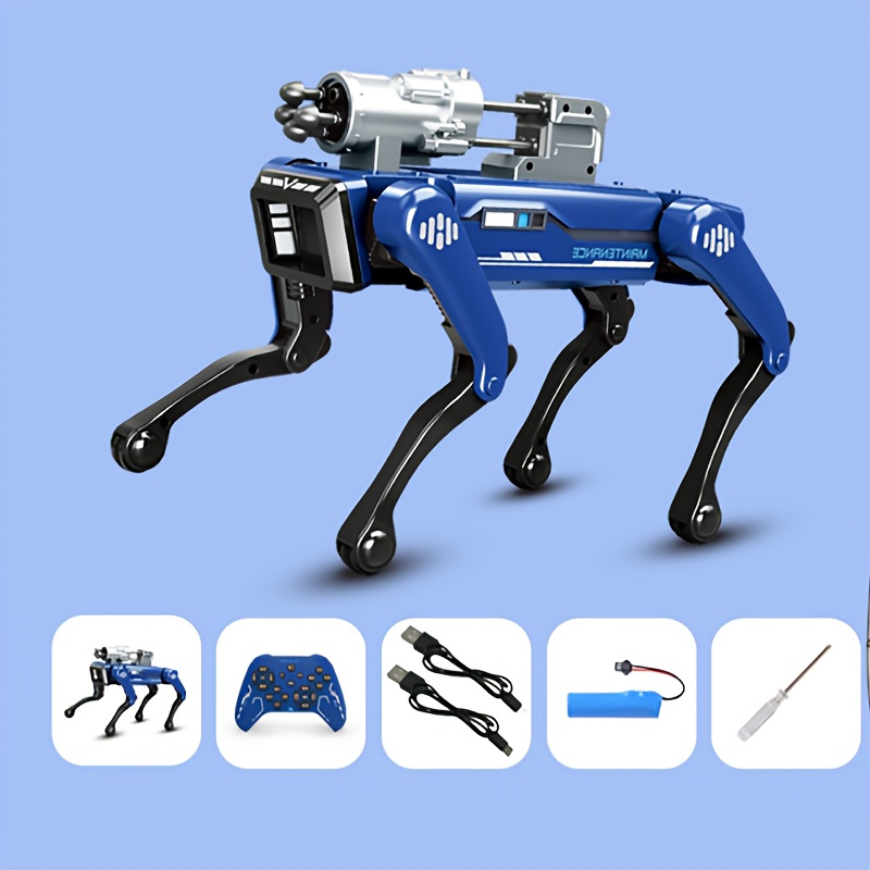 Blue Special Police Intelligent Robotic Dog Toy with Remote Control, Voice Commands & Dart Launcher