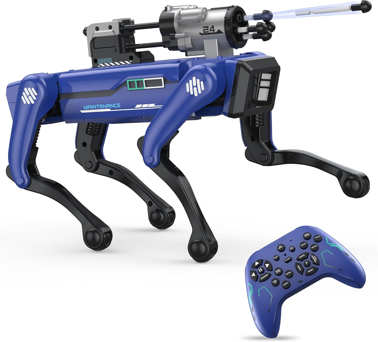 Blue Special Police Intelligent Robotic Dog Toy with Remote Control, Voice Commands & Dart Launcher