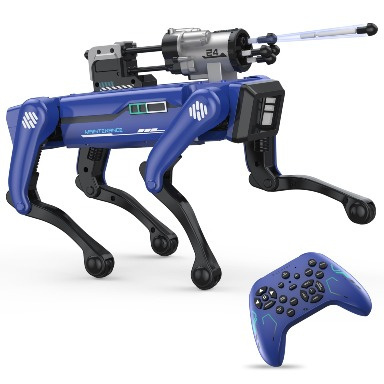 Blue Special Police Intelligent Robotic Dog Toy with Remote Control, Voice Commands & Dart Launcher