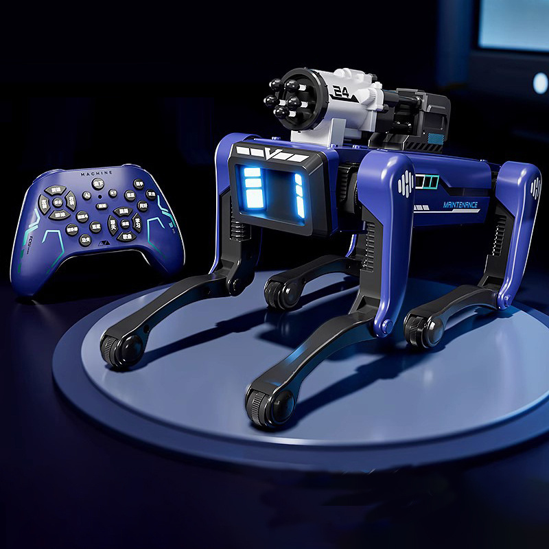Blue Special Police Intelligent Robotic Dog Toy with Remote Control, Voice Commands & Dart Launcher