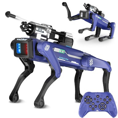 Blue Special Police Intelligent Robotic Dog Toy with Remote Control, Voice Commands & Dart Launcher