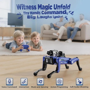 Blue Special Police Intelligent Robotic Dog Toy with Remote Control, Voice Commands & Dart Launcher