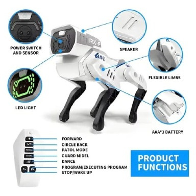 KidBe Intelligent RX-F Stunt Robot Dog Toy – Voice Control Interactive Robotic Puppy with Dancing & Programmable Actions