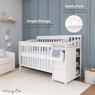 Dream On Me Brody Convertible Crib and Changer – White