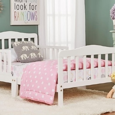 Classic White Wooden Toddler Bed