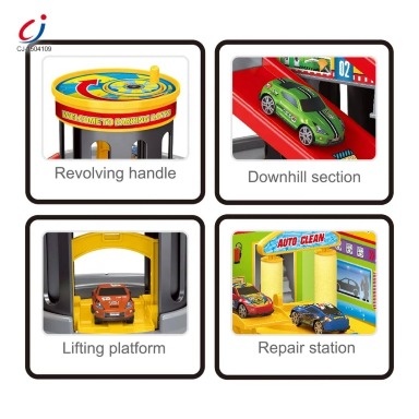 4-level spiral parking garage playset for kids