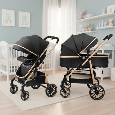 3-in-1 Multi-Functional Baby Travel System Stroller – Black
