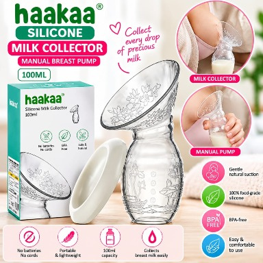 Food-Grade Silicone Manual Breast Pump & Milk Collector with Flower Design and Protective Lid