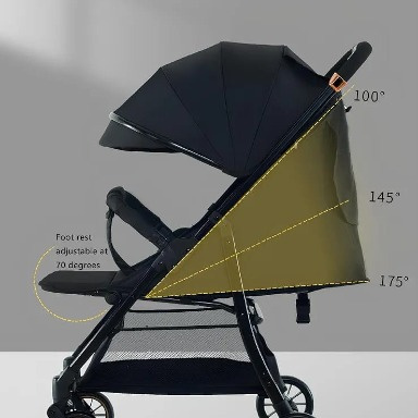 Double Twin Baby Stroller – Black with Gold Frame