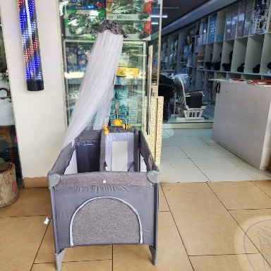 Grey Foldable Baby Co-Sleeper, Playpen & Portable Baby Cot with Changing Station