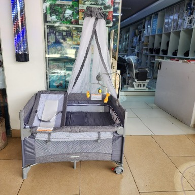 Grey Foldable Baby Co-Sleeper, Playpen & Portable Baby Cot with Changing Station