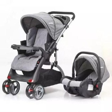 Premium 2-in-1 Baby Stroller & Infant Car Seat Travel System – Grey