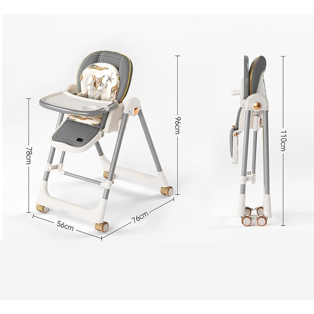 2-in-1 Adjustable Baby High Chair & Manual Swing – Grey & White