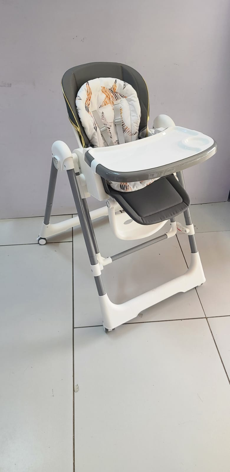 2-in-1 Adjustable Baby High Chair & Manual Swing – Grey & White