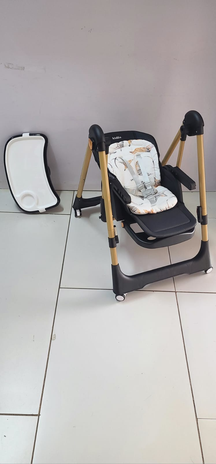 Kidilo 2-in-1 Baby High Chair & Manual Swing