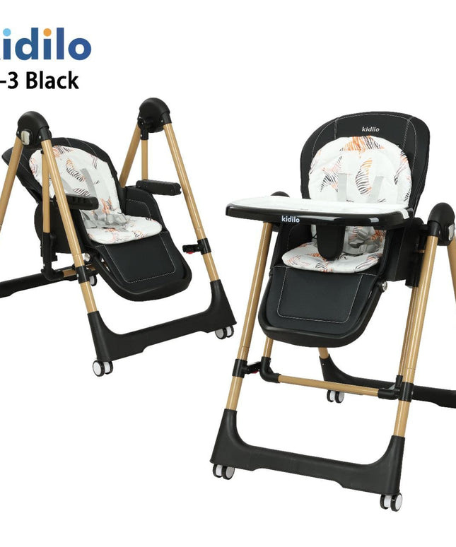 Kidilo 2-in-1 Baby High Chair & Manual Swing