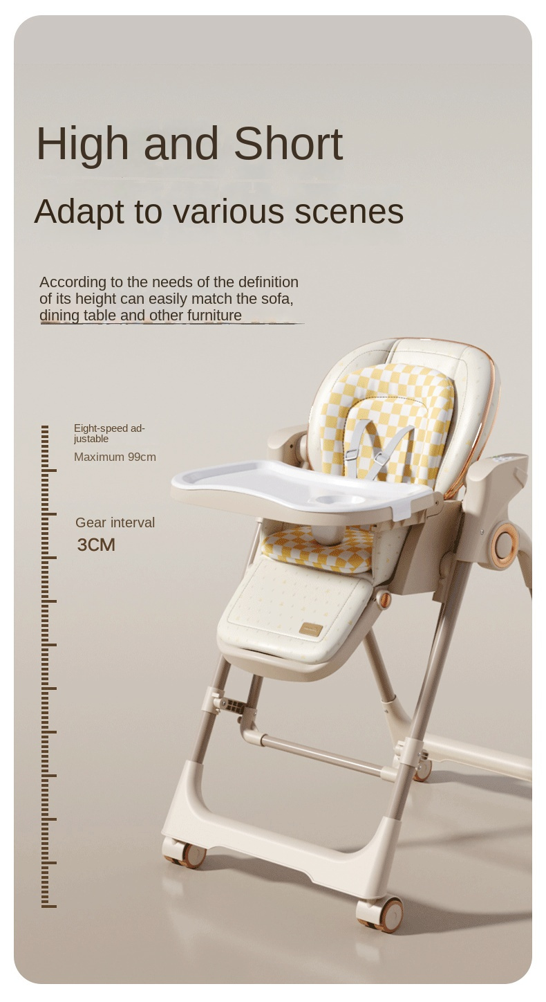 Electric Adjustable Baby High Chair & Auto Swing Cradle – Foldable Multi-Function Feeding Chair