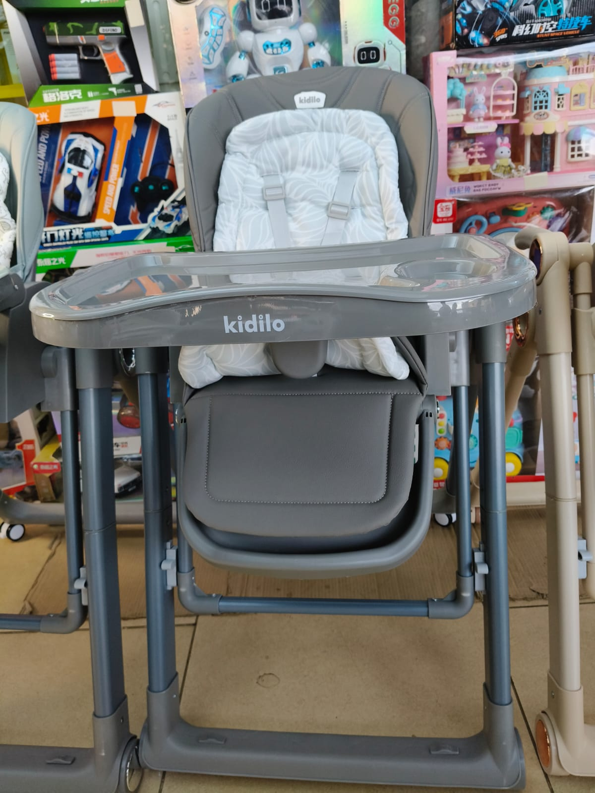 Kidilo KD305 2-in-1 Convertible Baby High Chair & Swing – Grey