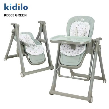 Kidilo KD305 2-in-1 Baby Feeding Chair & Swing – Green