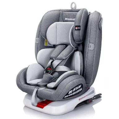 MamaKids Grey 360° Rotating ISOFIX Car Seat with Side Impact Protection (0–36kg) – Birth to 12 Years