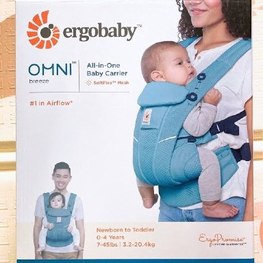 Ergobaby Omni Breeze Breathable Mesh Baby Carrier – Light Blue | Ergonomic Newborn to Toddler Carrier