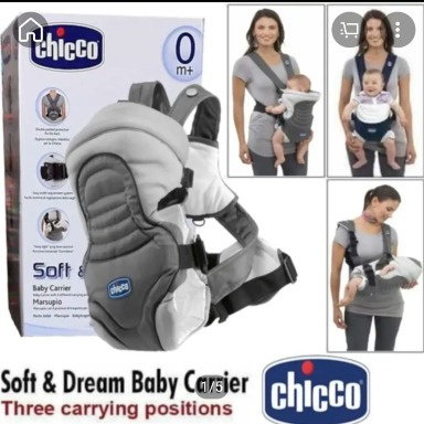 Chicco Soft & Dream Ergonomic Baby Carrier – Graphite Grey, 3 Carry Positions