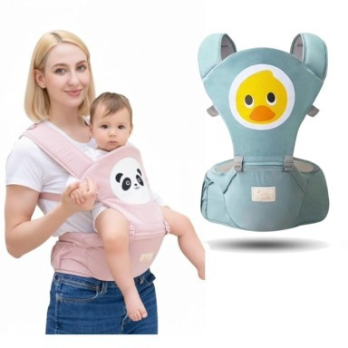 I-Mama Cartoon Hip Seat Baby Carrier – Sky Blue with Duck Design