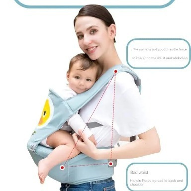 I-Mama Cartoon Hip Seat Baby Carrier – Sky Blue with Duck Design