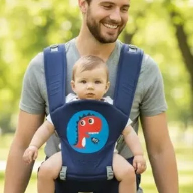 I-Mama Ergonomic Baby Carrier – Dark Blue Dinosaur Cartoon Hip Seat Carrier