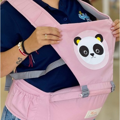 IMama 3-in-1 Ergonomic Baby Carrier – Pink Panda Design with Hip Seat Support