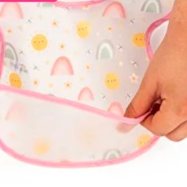 Sevi Bebe Pocketed EVA Bib – Sunny Sky Pattern Waterproof Feeding Bib