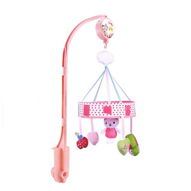 Musical Baby Cot Mobile – Rotating Plush Toys with Lullaby for Newborns pink