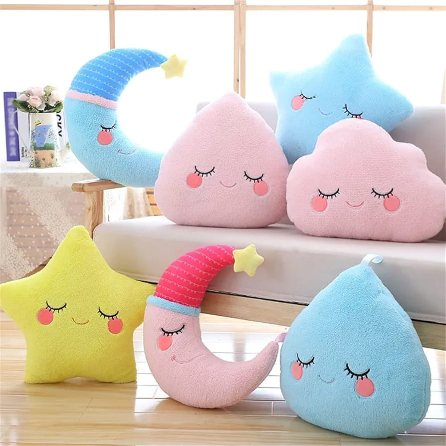 Nursery Decorative Baby Pillows – Soft Embroidered Sleeping Face Cushions