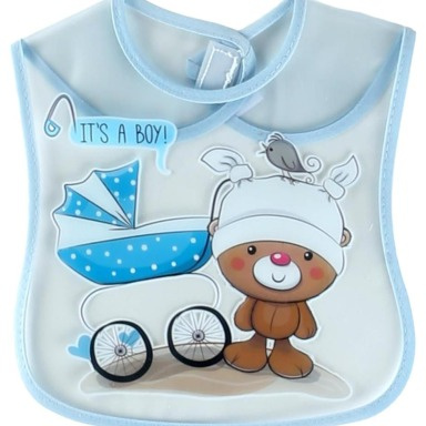 Sebi PVC Transparent Waterproof Baby Bib 8807 with Adjustable Neck Closure
