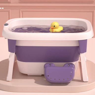 Foldable Baby Bathtub with Stand – Collapsible Non-Slip Infant & Toddler Bath Tub