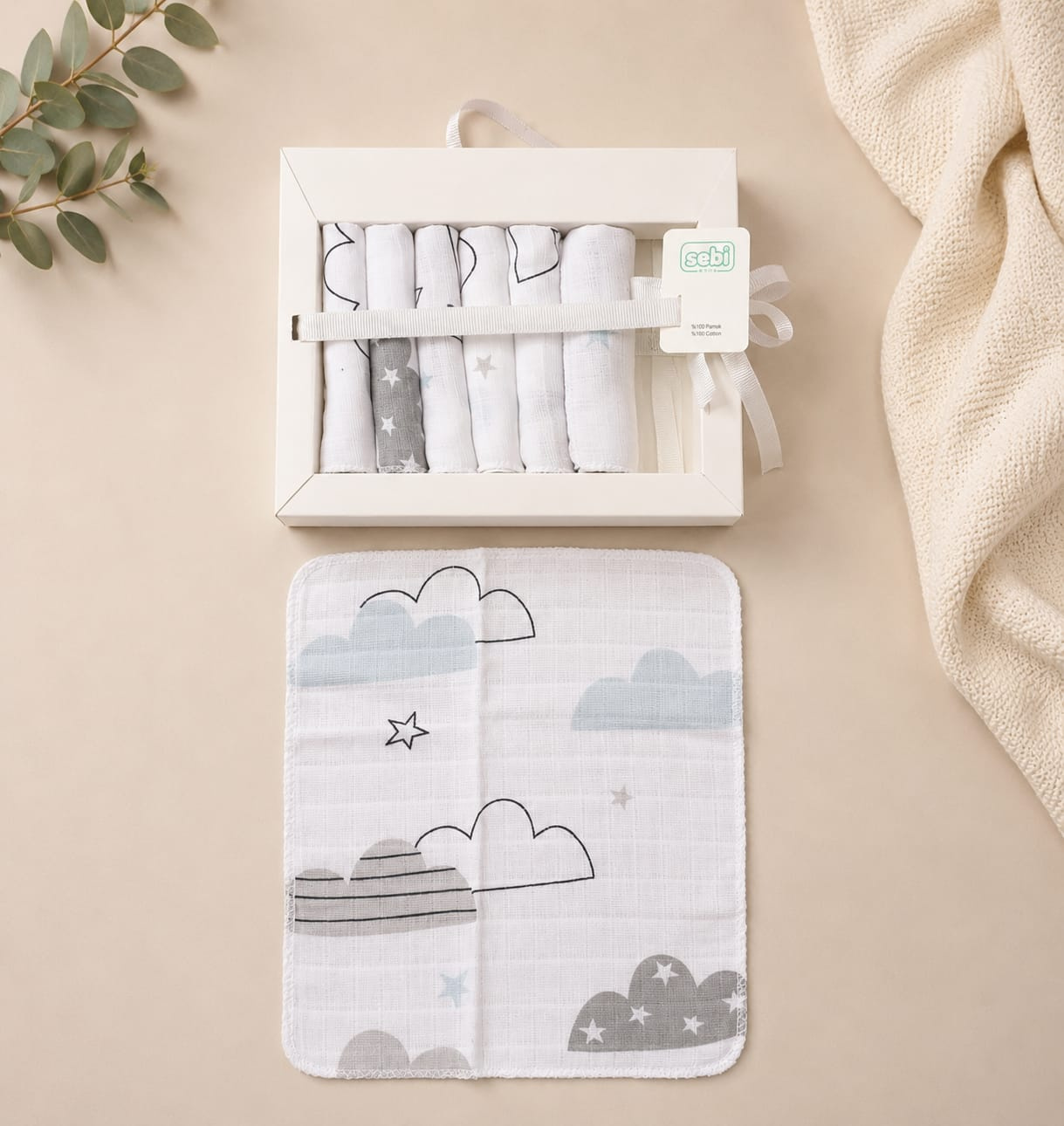 Sebi Bebe 7-Piece Muslin Baby Washcloth Set | Soft Cotton