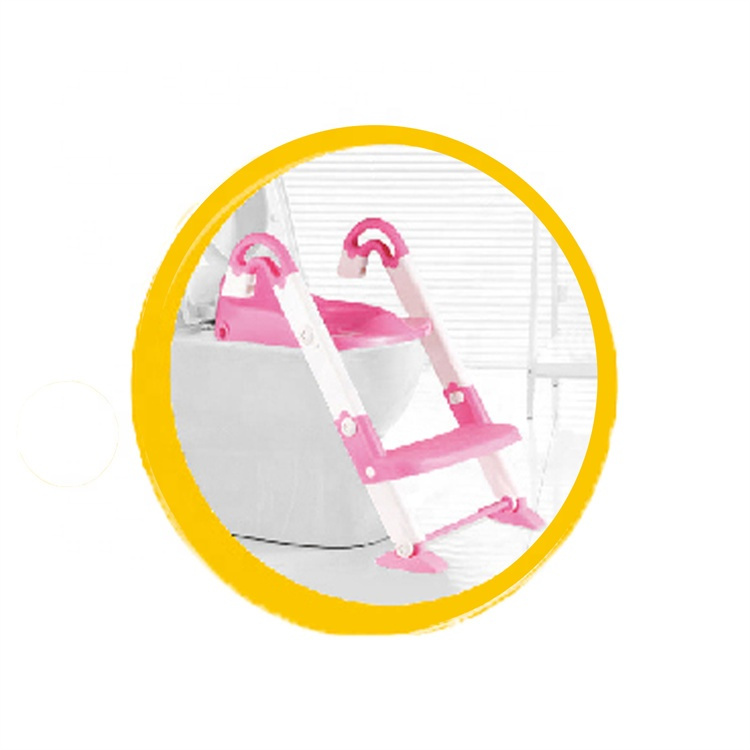 3-in-1 Toddler Potty Training Seat – Pink & White Toilet Trainer with Step Ladder, Non-Slip Base & Removable Potty Insert
