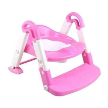 3-in-1 Toddler Potty Training Seat – Pink & White Toilet Trainer with Step Ladder, Non-Slip Base & Removable Potty Insert